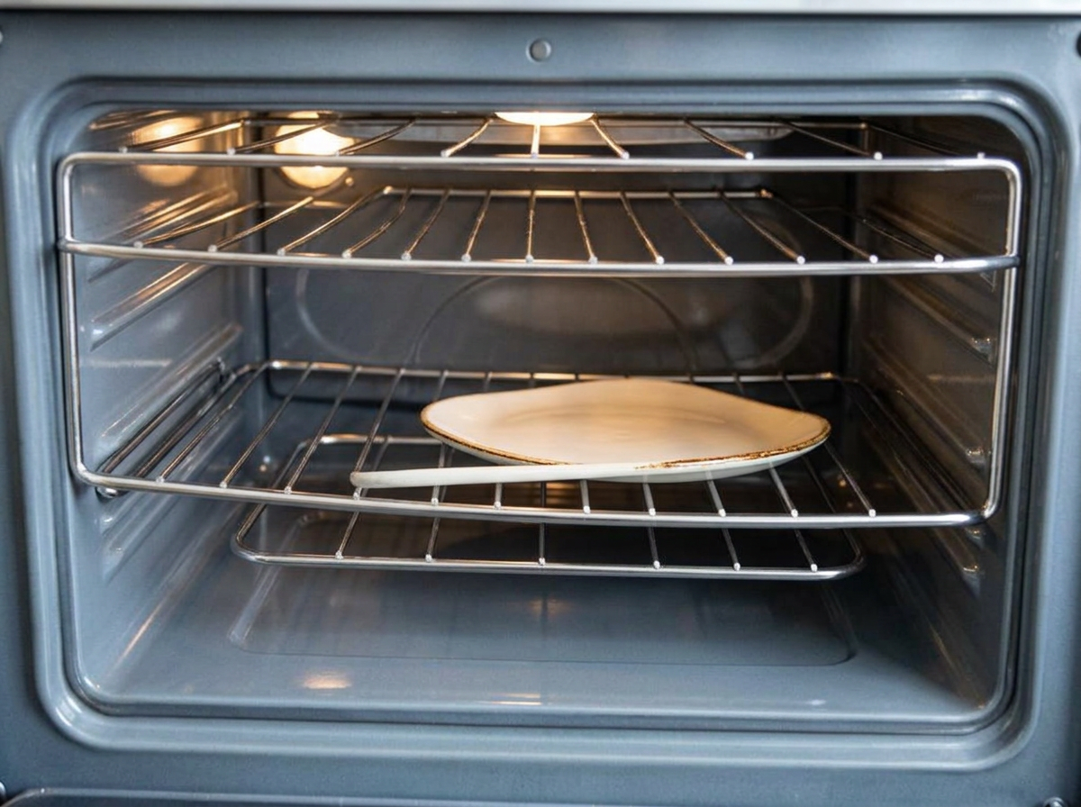 The same oven interior spotless and gleaming after cleaning